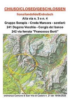 Ferrata Berti chiusa per la frana sul Marcora Ferrata Berti chiusa per la frana sul Marcora