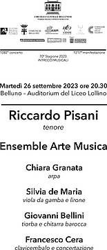 Riccardo Pisani, tenore - Ensemble Arte Musica - Auditorium Liceo Lollino (Belluno)