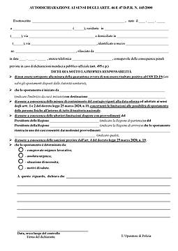 IL NUOVO MODELLO PER L'AUTOCERTIFICAZIONE