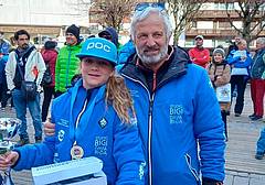 Fiorindo Zanon con il talento dello Sci club Limana Michelle Dal Farra Fiorindo Zanon con il talento dello Sci club Limana Michelle Dal Farra
