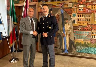 Il questore Marco Odorisio con l’assistente capo coordinatore della polizia di Stato Geremia Manuel Domingo