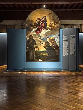 Tiziano, “Madonna con il Bambino e angeli, san Francesco, san Biagio e il donatore Alvise Gozzi” (Pala Gozzi), 1520 olio su tavola 324 x 207 cm - Ancona, Pinacoteca Civica “Francesco Podesti” Tiziano, “Madonna con il Bambino e angeli, san Francesco, san Biagio e il donatore Alvise Gozzi” (Pala Gozzi), 1520 olio su tavola 324 x 207 cm - Ancona, Pinacoteca Civica “Francesco Podesti”