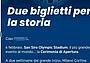 La mail con cui viene lanciata la promozione per la cerimonia di apertura di Milano-Cortina