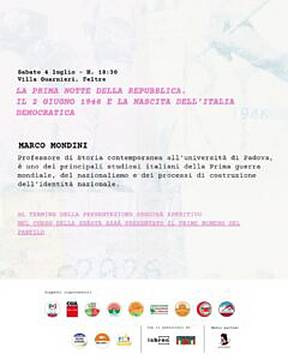 Sabato 4 luglio,  ore 18.30 Feltre, Villa Guarnieri