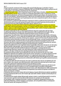 DCPM Cronavirus - comunicato Casel de Celarda