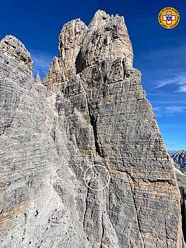 sula Via Zinnfiziert alla Cima Ovest delle Tre Cime di Lavaredo