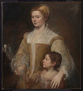 Tiziano-Vecellio Ritratto di gentildonna con la figlia
