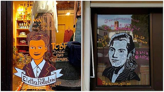 Il Treviso comic book festival fa rivivere le madri della Costituzione sulle vetrine dei negozi della città Il Treviso comic book festival fa rivivere le madri della Costituzione sulle vetrine dei negozi della città