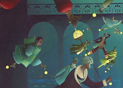 Illustrazione di Éric Puybaret, Con la testa tra le nuvole