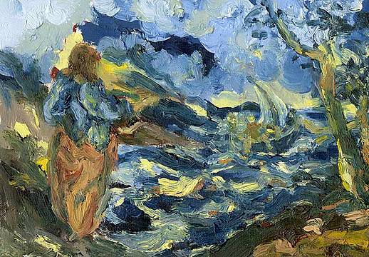Westerlind_Christ at the Sea of Galilee Oil on paper, 15 x 21 cm. 2018