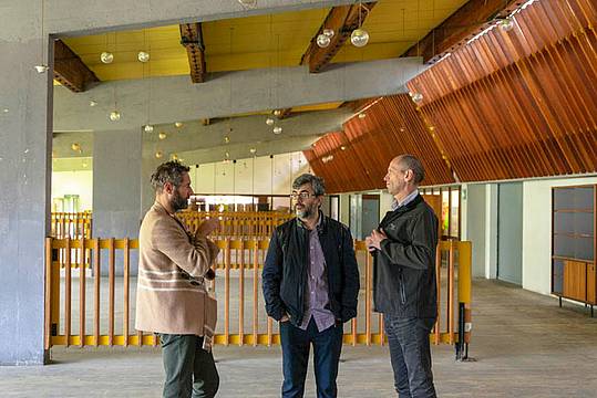 Simone Sfriso e Alessandro Melis (Portsmouth School of Architecture) con G. D'Incà Levis in Progettoborca DC_Foto Nicola Noro