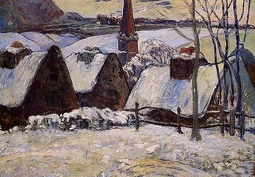 Villaggio-Bretone-sotto-la-neve-di-Paul-Gauguin