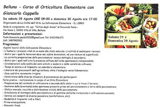 Corso di Orticoltura Elementare Corso di Orticoltura Elementare