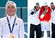 Francesca Lollobrigida oro nel pattinaggio 3000 metri, a fianco Giovanni Franzoni e Dominik Paris, rispettivamente argento e bronzo nella discesa libera