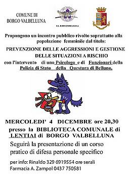 Serata su prevenzione aggressioni