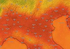 Le temperature previste nel weekend (Windy) Le temperature previste nel weekend (Windy)