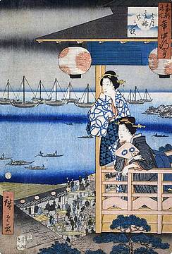 Shichi Gatsu Takanawa Nijūrokuya Machi (in attesa della luna a Takanawa nella ventesima notte del settimo mese) della serie Toto Meisho Nenjū Gyōji 1854 - Keisai Eisen Shichi Gatsu Takanawa Nijūrokuya Machi (in attesa della luna a Takanawa nella ventesima notte del settimo mese) della serie Toto Meisho Nenjū Gyōji 1854 - Keisai Eisen