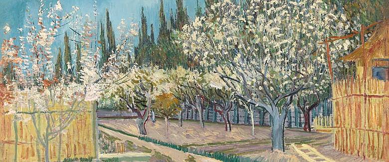 Vincent van Gogh, Alberi da frutto tra i cipressi (particolare), 1888 © 2020 Collection Kröller-Müller Museum, Otterlo, the Netherlands; Photography Rik Klein Gotink, Harderwijk Vincent van Gogh, Alberi da frutto tra i cipressi (particolare), 1888 © 2020 Collection Kröller-Müller Museum, Otterlo, the Netherlands; Photography Rik Klein Gotink, Harderwijk