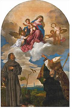 Tiziano, Madonna con il Bambino e angeli, san Francesco, san Biagio e il donatore Alvise Gozzi (Pala Gozzi) - Ancona, Pinacoteca Civica Francesco Podesti Tiziano, Madonna con il Bambino e angeli, san Francesco, san Biagio e il donatore Alvise Gozzi (Pala Gozzi) - Ancona, Pinacoteca Civica Francesco Podesti