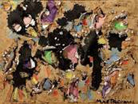 Umberto Mastroianni, Rilievo plastico, 1961, pastello e tempera su cartoncino inciso, strappato e traforato applicato su carta di giornale