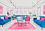 disegnami-stile-sketch-uno-spazio-di-coworking-colore-bianco-blu-e-rosa