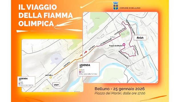 Il viaggio della Fiamma olimpica fa tappa a Belluno