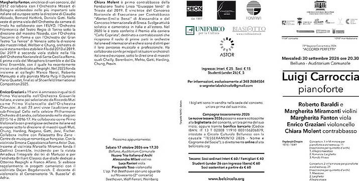 Luigi Carroccia, pianoforte Quintetto d'archi Chopin, Concerti n. 1 op. 11 e n. 2 op. 21. Luigi Carroccia, pianoforte Quintetto d'archi Chopin, Concerti n. 1 op. 11 e n. 2 op. 21.