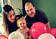 Ludovica con papà e mamma quando ha compiuto un anno