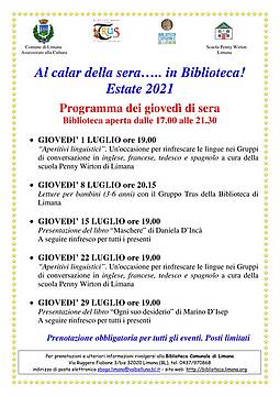Al calar della sera in Biblioteca 2021