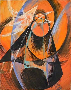 Giacomo Balla, Mercurio che passa davanti al Sole, 1914, Matita e tempera su carta applicata su tela