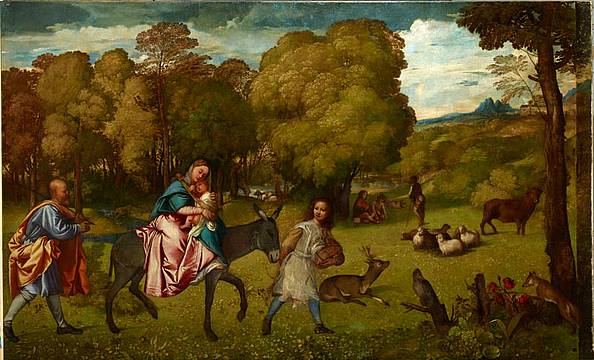 Tiziano Vecellio, Fuga in Egitto, Museo Statale Ermitage  