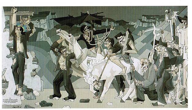 la morte del poeta, 1965 olio su tela, 138x 250 Belluno, mus c 001 la morte del poeta, 1965 olio su tela, 138x 250 Belluno, mus c 001