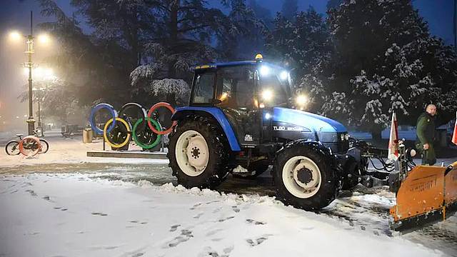 Neve in piazza dei Martiri a Belluno