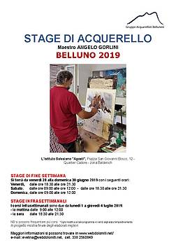 Locandina-STAGE DI ACQUERELLO Maestro ANGELO GORLINI  BELLUNO 2019
