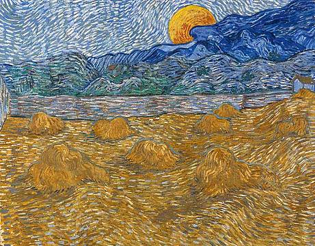 Vincent van Gogh, Paesaggio con covoni e luna nascente (particolare), 1889 © 2021 Collection Kröller-Müller Museum, Otterlo, the Netherlands; photo Rik Klein Gotink, Harderwijk Vincent van Gogh, Paesaggio con covoni e luna nascente (particolare), 1889 © 2021 Collection Kröller-Müller Museum, Otterlo, the Netherlands; photo Rik Klein Gotink, Harderwijk