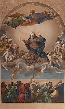  Anonimo incisore da Tiziano Vecellio, Assunta, litografia colorata, XIX secolo