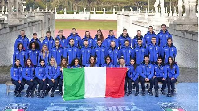 Il gruppone degli azzurri della Fisi presentato al Coni di Roma Il gruppone degli azzurri della Fisi presentato al Coni di Roma