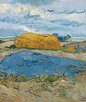 Vincent van Gogh, Covone sotto un cielo nuvoloso, 1889 © 2021 Collection Kröller-Müller Museum, Otterlo, the Netherlands; photo Rik Klein Gotink, Harderwijk