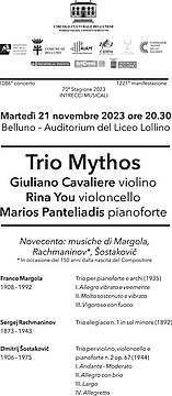 Trio Mythos, 21 novembre, Liceo Lollino, Belluno